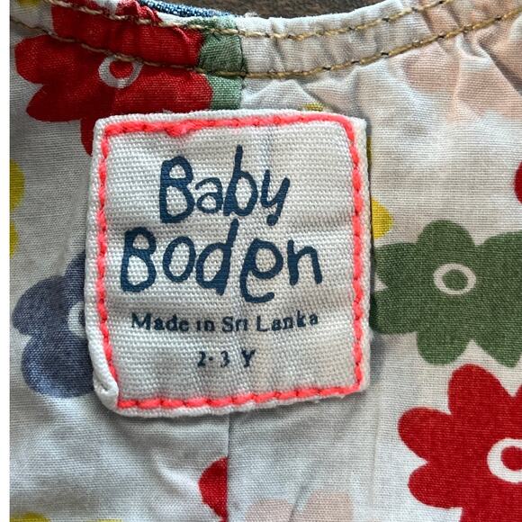 Baby Boden Girls 2/3 Years Blue Jean Overalls Full Lining floral Print Outdoors - Picture 3 of 8